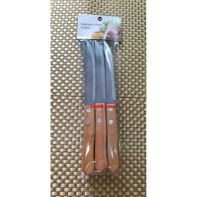 Jual Pisau Steak Stainless Gagang Kayu Pcs Murah Ekonomis Wooden Steak Knife Shopee Indonesia