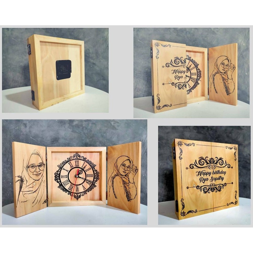 Jual jam kayu custome kayu jati belanda | Shopee Indonesia