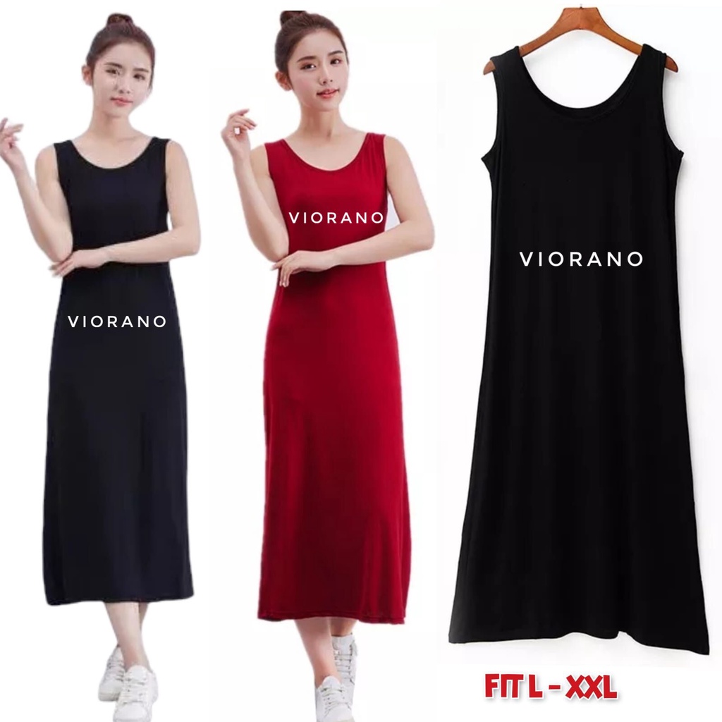 Jual Singlet Terusan Wanita Longdress Panjang Muat Besar Xxl Inner Kaos