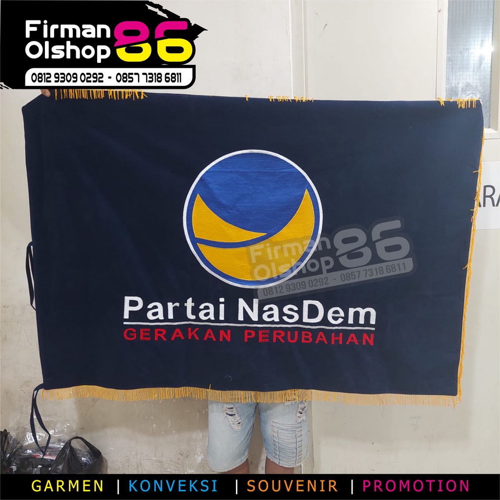 Jual Bendera Pataka Partai Nasdem Pataka Nasdem Bahan Bludru Ukuran