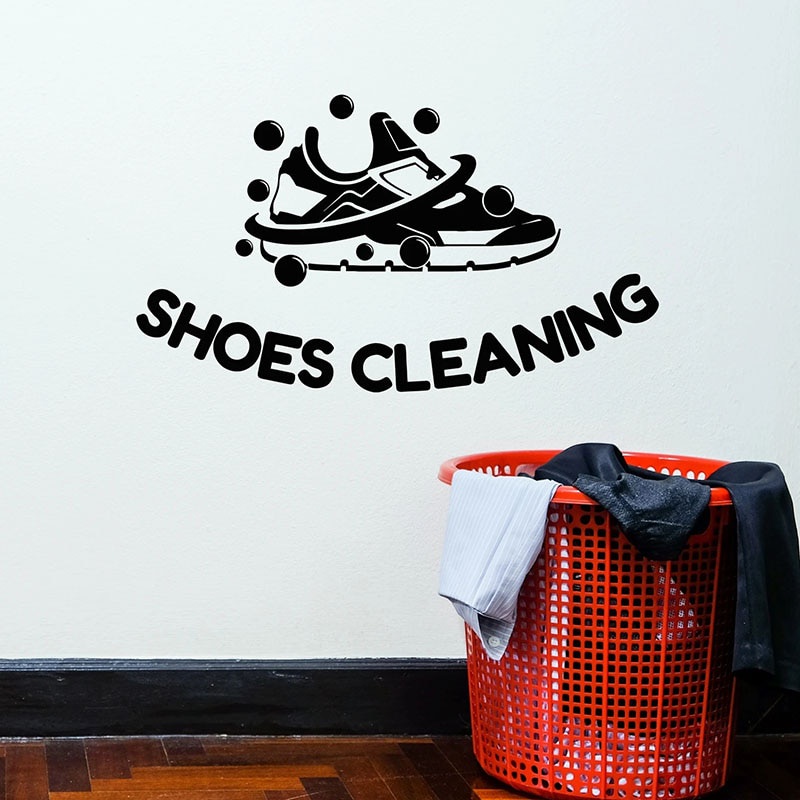 Jual Stiker Dinding Laundry Logo Wall Decal Shoes Cleaning Service Door