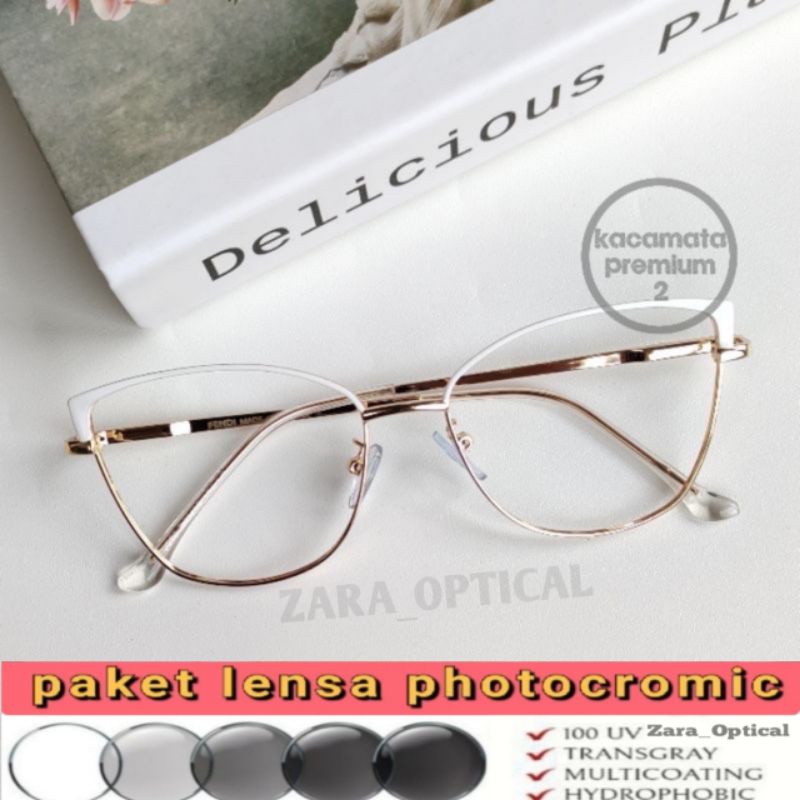 Jual frame kacamata wanita terbaru model cat eye paket Lensa minus ...