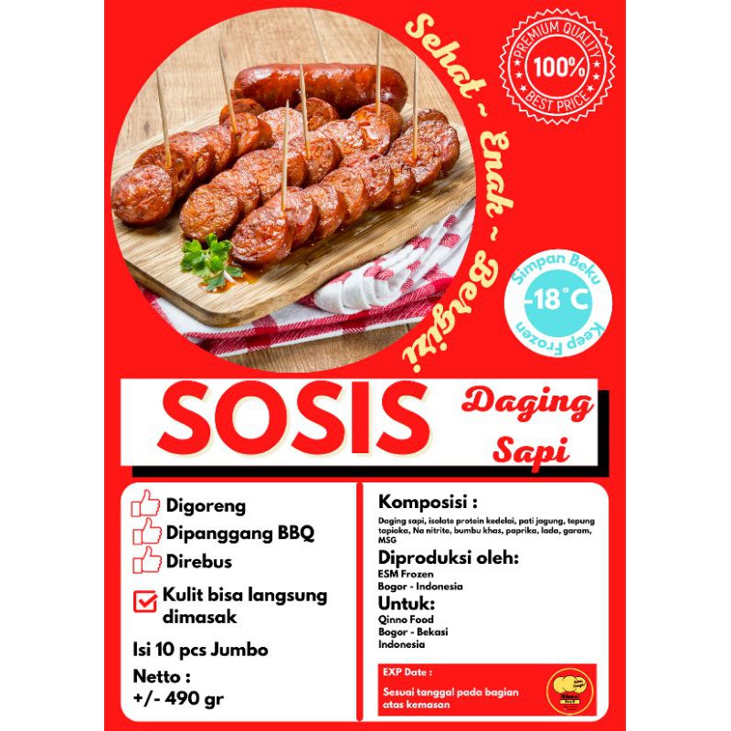 Jual Sosis Daging Sapi Halal Jumbo Enak Premium Lezat Murah Bergizi ...