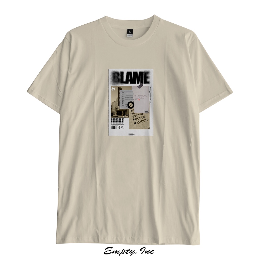 Jual Empty Kaos Warna Sand Unisex Pria Wanita Lengan Pendek Blame
