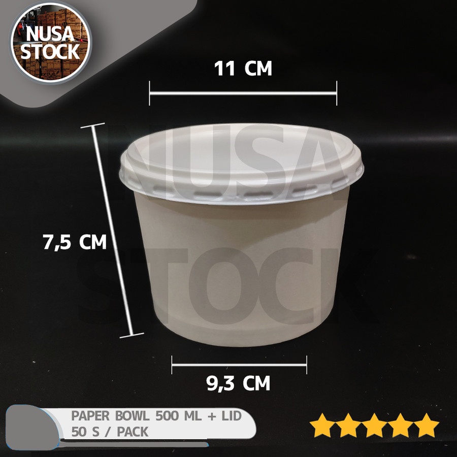 Jual PAPER RICE BOWL + LID TUTUP MANGKOK KERTAS 500 ML 50 PC 500ML ...