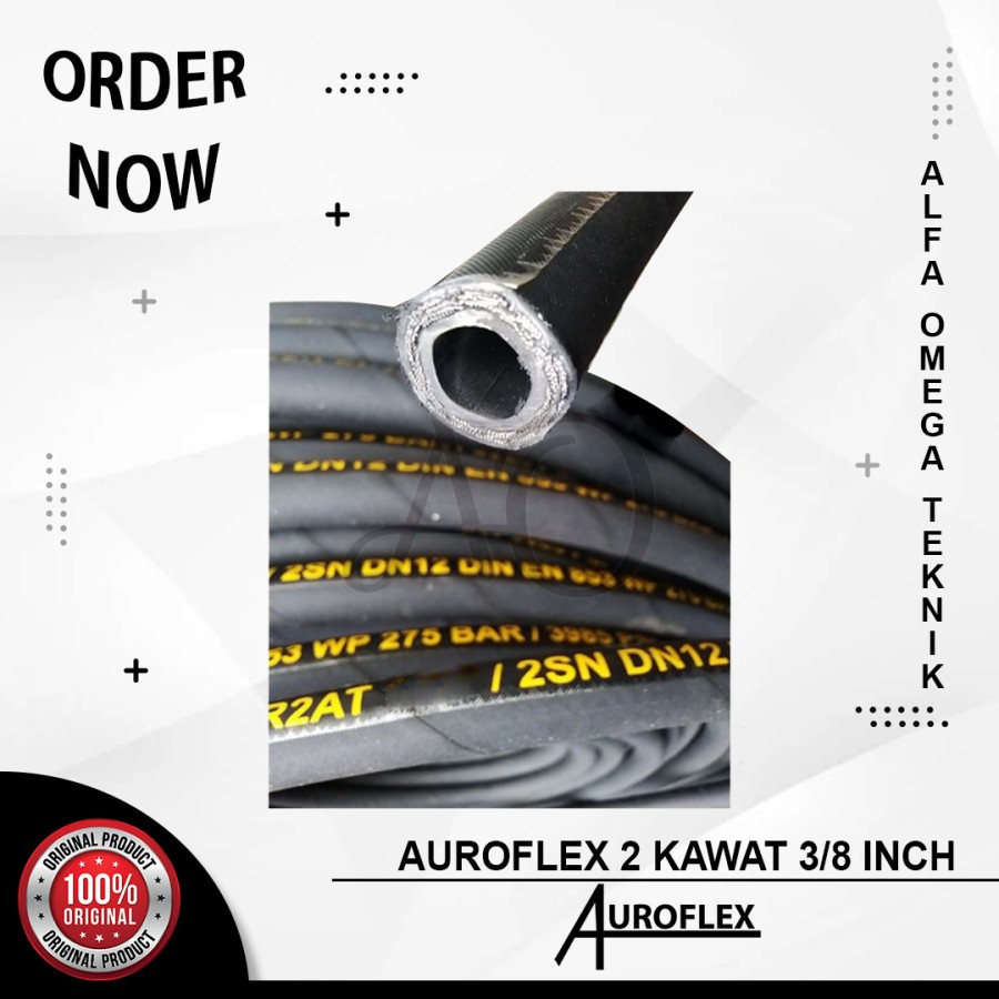 Jual SELANG HIDROLIK AUROFLEX 2 WIRE 3/8 INCH HYDRAULIC HOSE 2 KAWAT 3/ ...