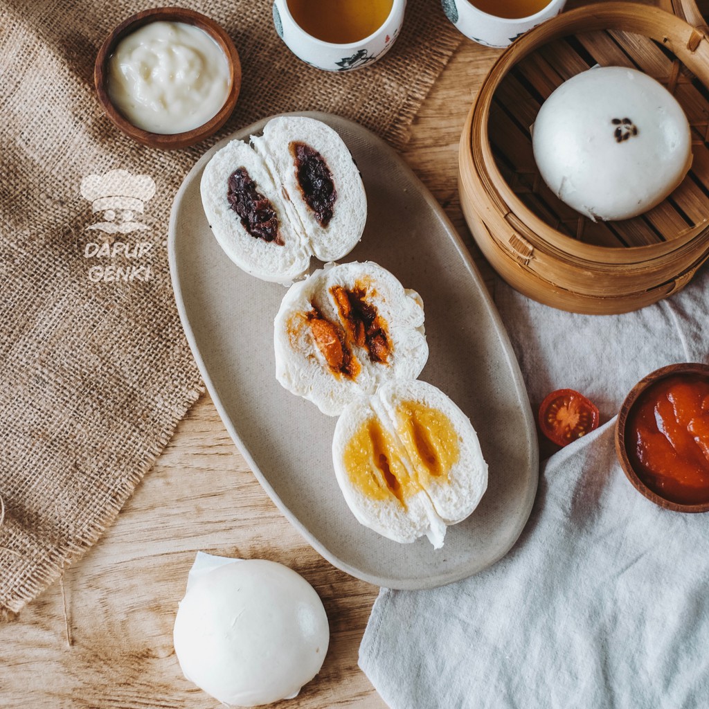 Jual Bakpao Tiga Rasa Setengah SET (Kacang Merah , Ayam Manis , Telur ...