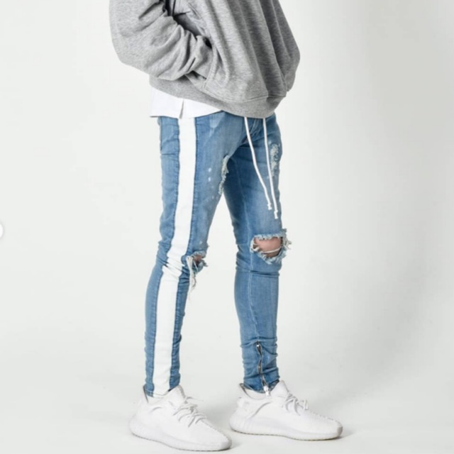 Celana Panjang Jeans Lakenzie Distressed Track Denim Light Stone