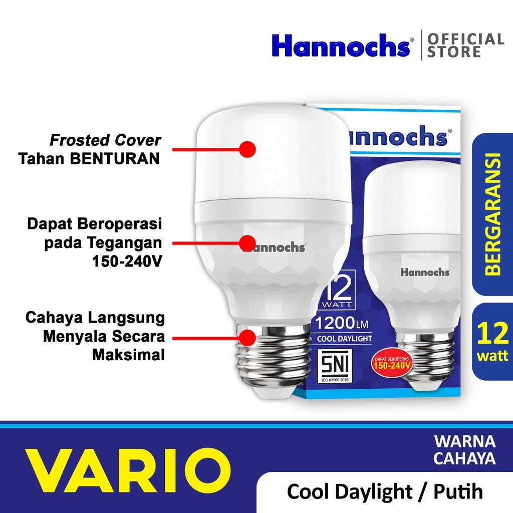 Jual Hannochs Lampu LED Vario 12 Watt Cahaya Putih | Shopee Indonesia