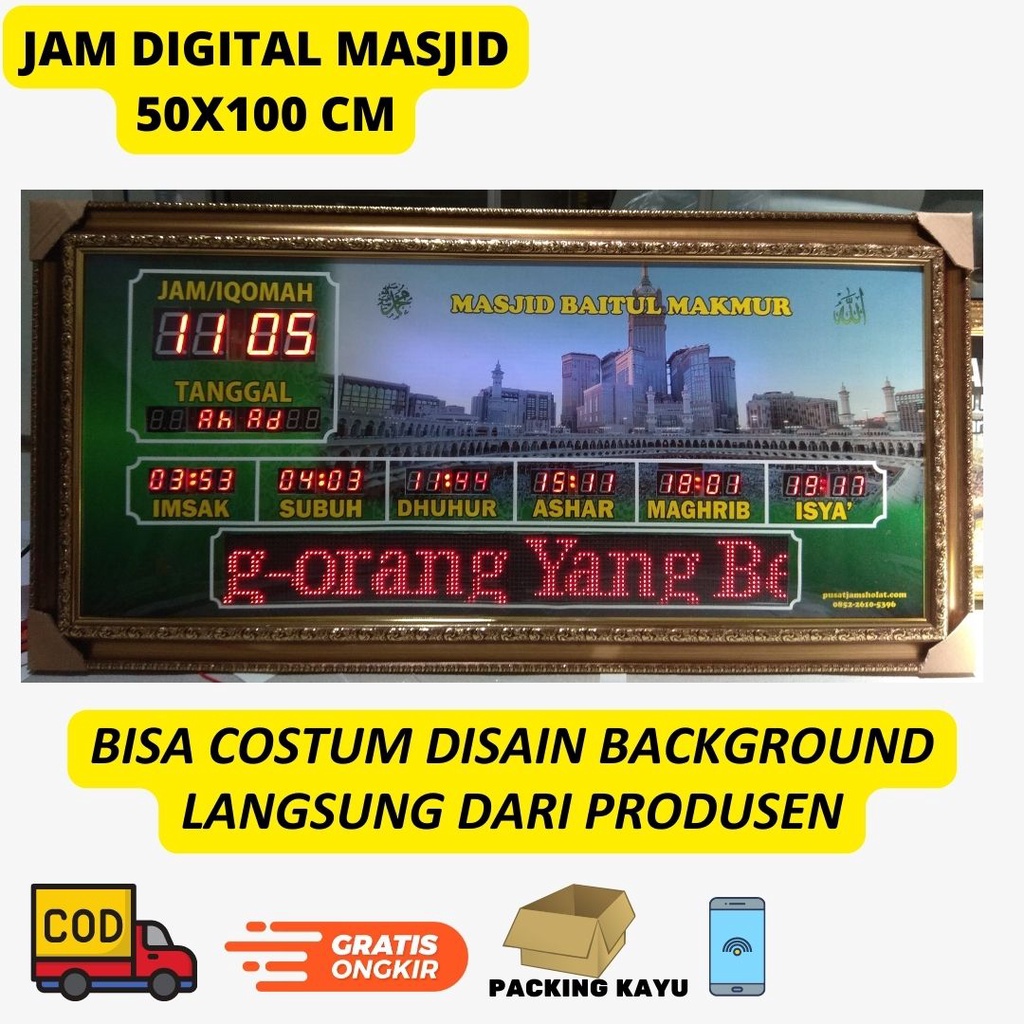 Jual Jam Digital Masjid Musholla Plus Tulisan Berjalan Bergaransi Bisa ...