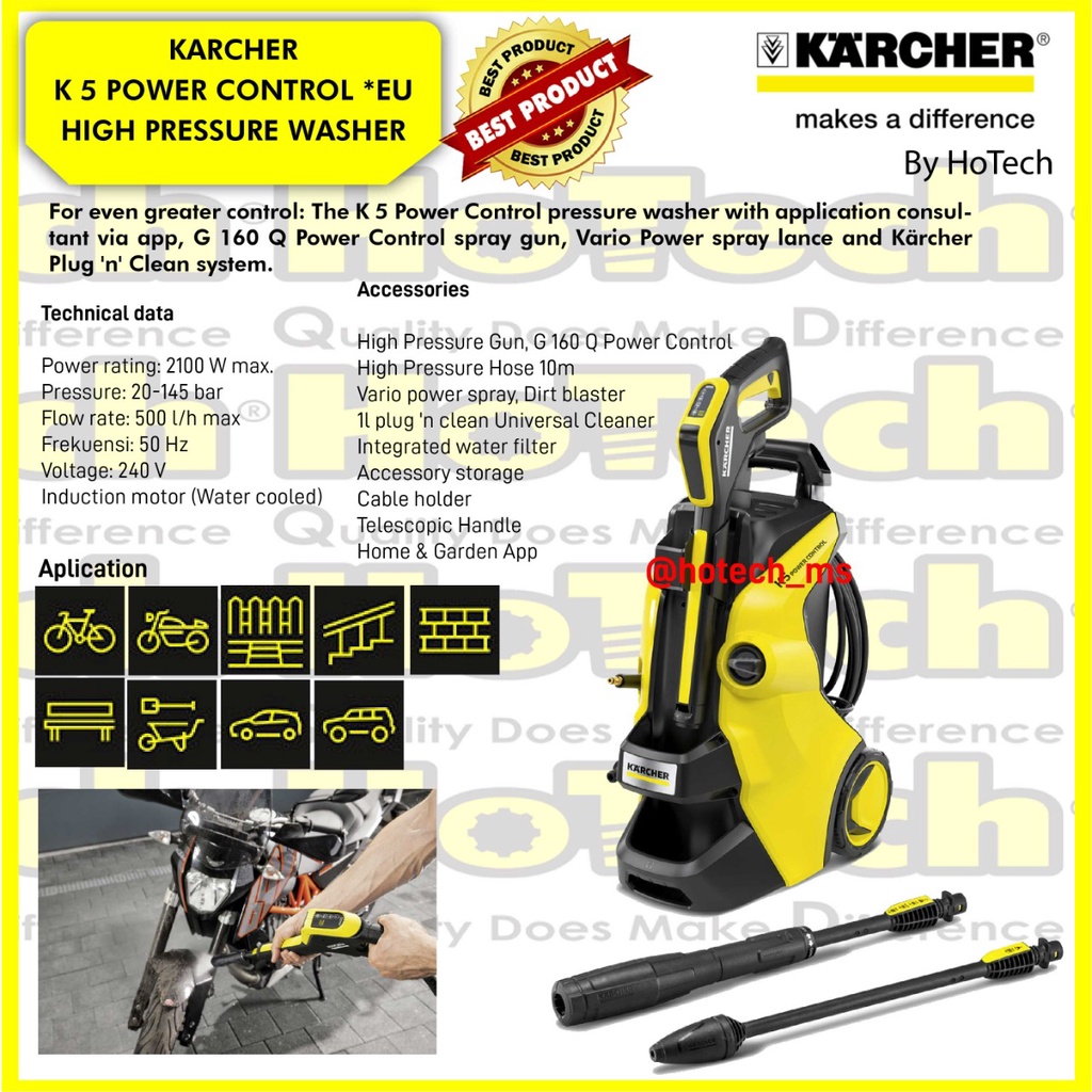 Karcher Pressure Washer 145 Bar 2100 Watt K5 POWER CONTROL