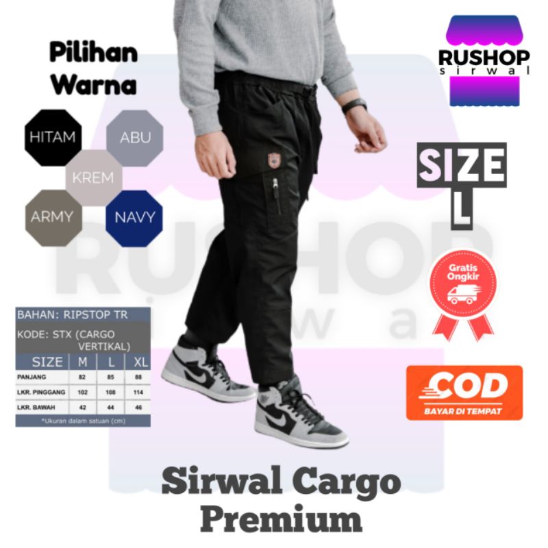 Jual Celana Sirwal Cargo Premium Cingkrang Pria Dewasa Size L | Shopee ...