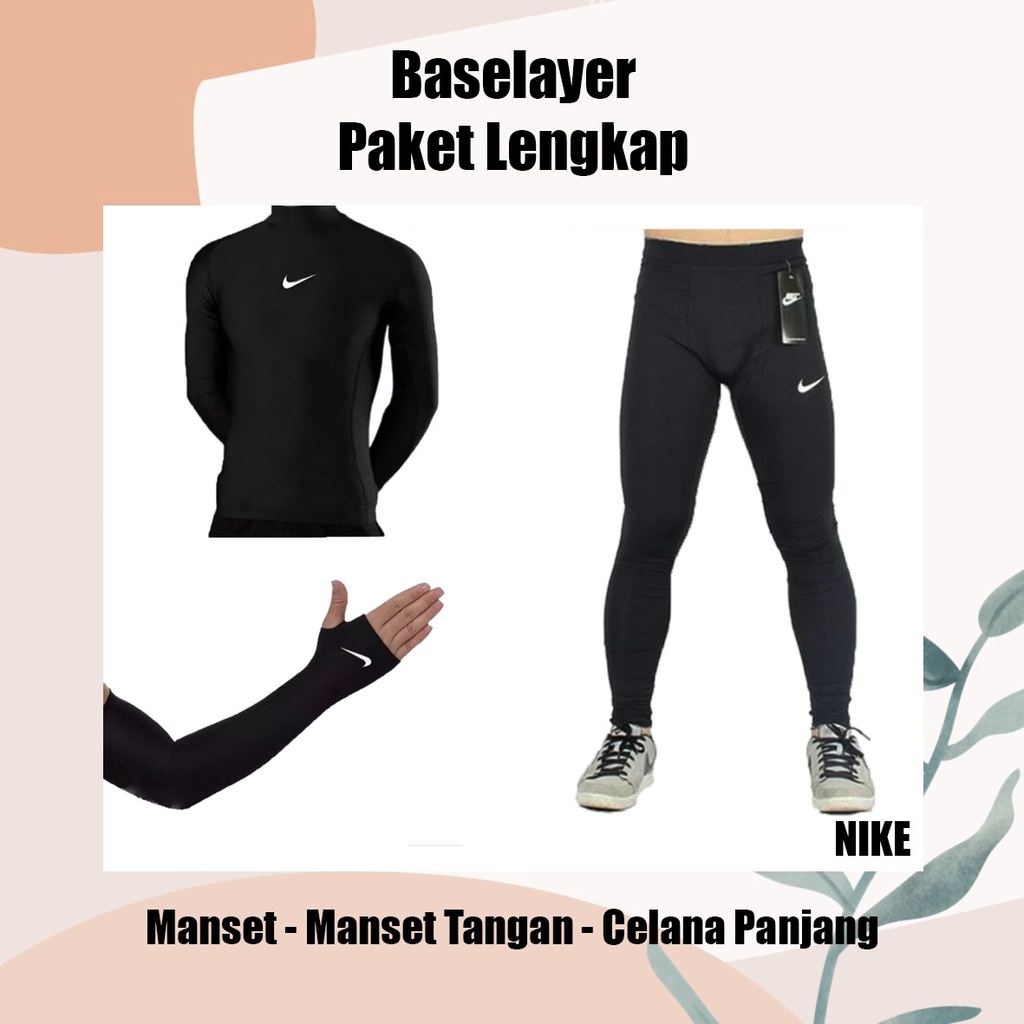 Jual Paket lengkap baselayer lengan panjang kaos celana panjang hitam