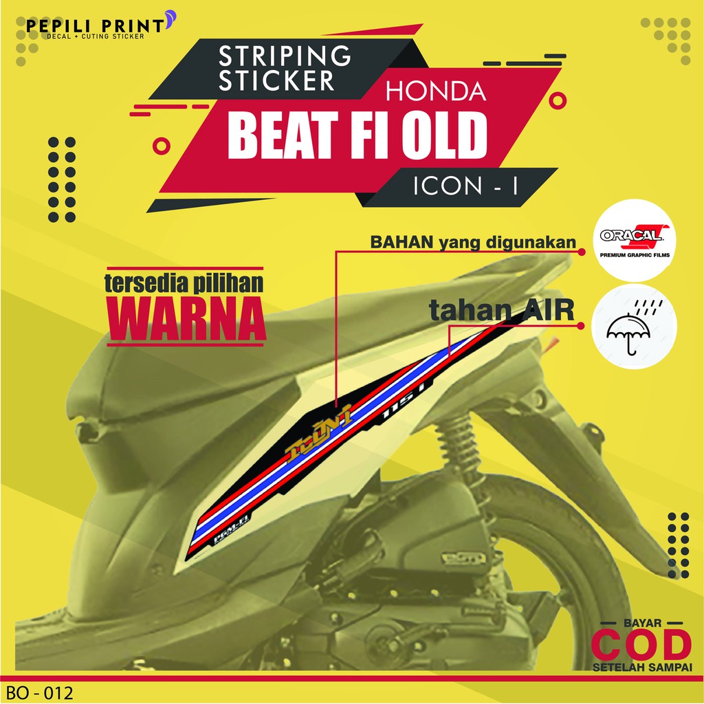 Jual Stiker striping decal variasi body motor honda beat fi 2013 2014