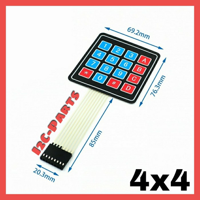 Jual 4x4 Membran Keypad Matrix Array 16 Key Membrane Switch Arduino ...