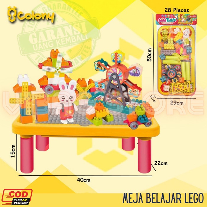 Jual BARU Meja Belajar Bermain Anak Lego Besar Blok Brik Balok Edukasi ...