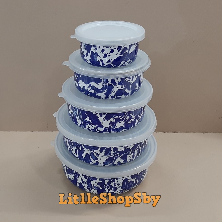 Jual Mangkok Mixing Bowl Enamel Susun 5 Biru Blirik Loreng Shopee Indonesia 3182