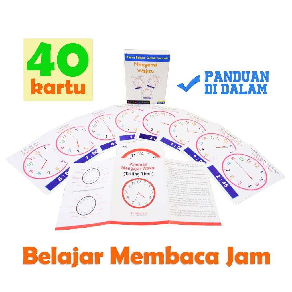 Jual FlashCard - Belajar Membaca Jam - Mengenal Waktu (Seri 6 - Kartu ...