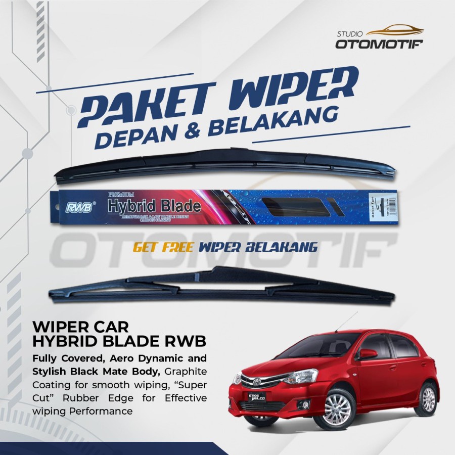 Jual Paket Depan Belakang Wiper TOYOTA ETIOS RWB Hybrid 2 PCS Shopee