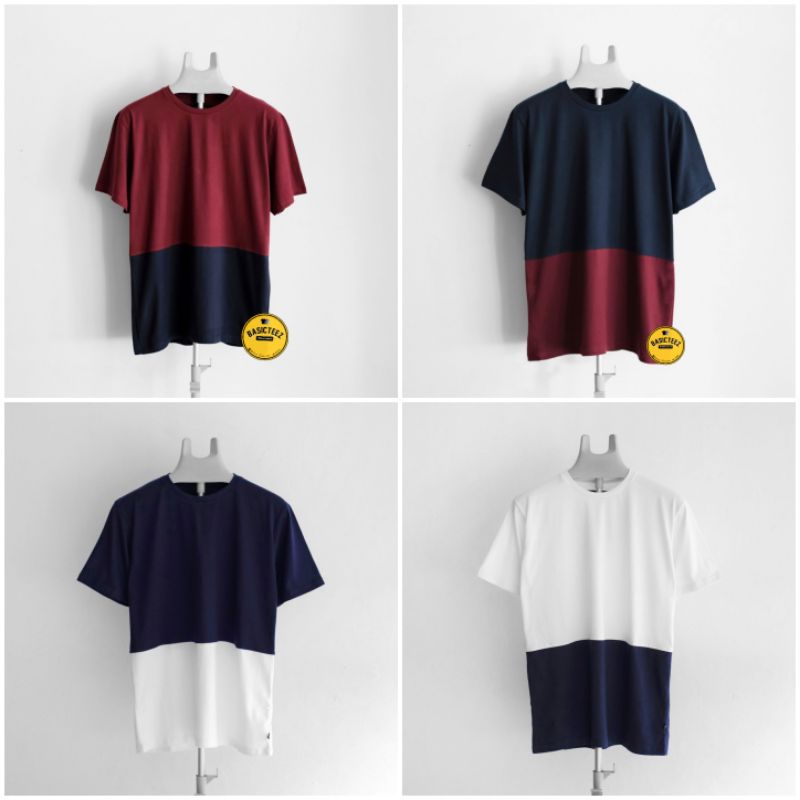 Jual Kaos Polos Kombinasi 2 Warna, Cotton Combed 30s | Shopee Indonesia