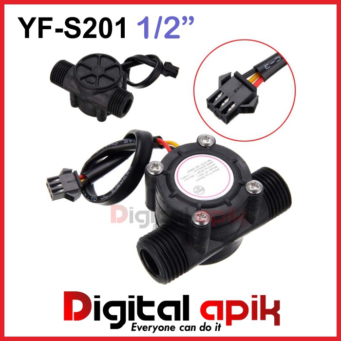 Jual YF-S201 Water Flow Sensor Aliran Air 1/2" 1/2 in YF S201 1-30L/min ...