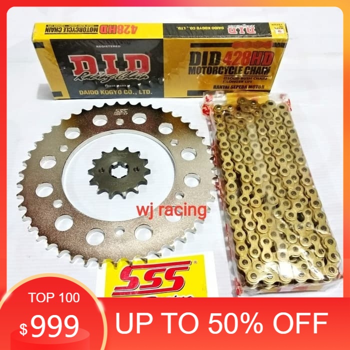 Jual Gear Set R15 V3 + Rantai DID HD Gold 428 vixion r15 xabre cb150