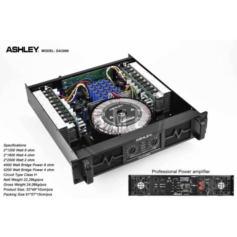 Jual POWER ASHLEY DA3000 POWER AMPLIFIER 2 X 1000 WATT CLASS H