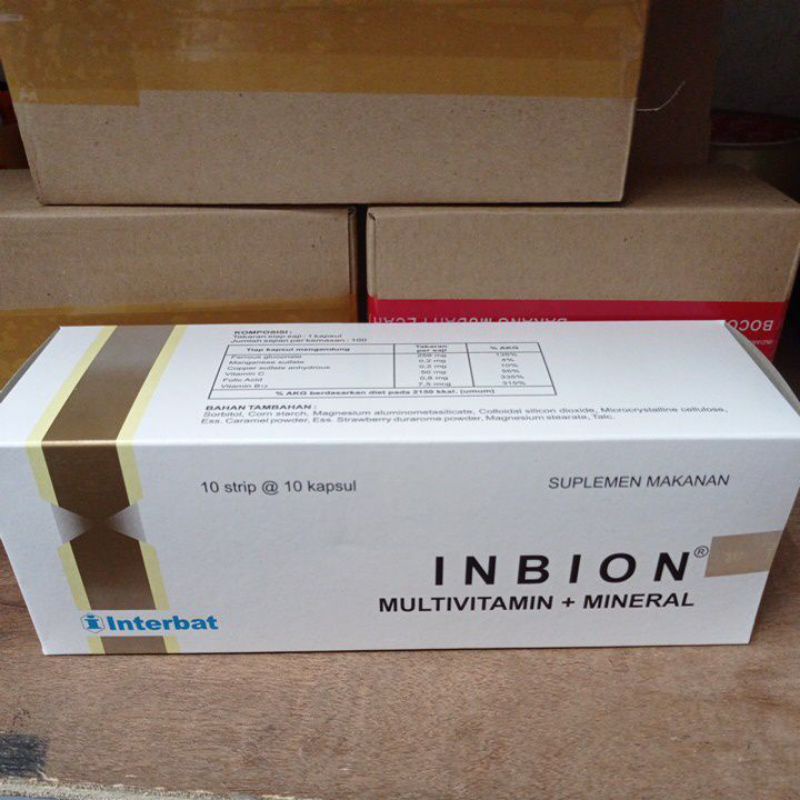 Jual inbion multivitamin dan mineral 1 box 100 kapsul | Shopee Indonesia
