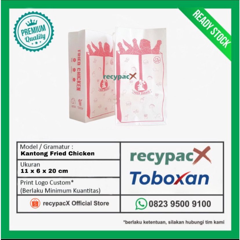 Jual Kantong Ayam Fried Chicken Kemasan Gorengan Paper Bag Kertas Roti Pcs Shopee Indonesia