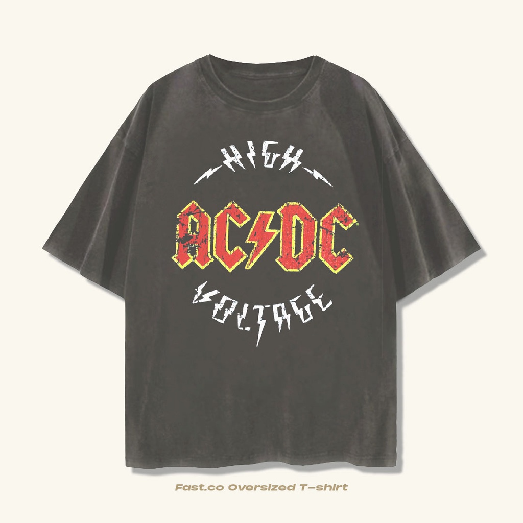 Acdc Tshirt Vintage Oversized Tee Kaos Band Acdc High Voltage