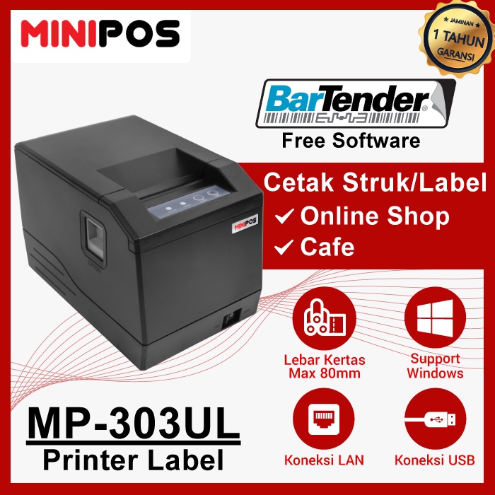 Jual Barcode Printer Label Minipos Mp Ul Direct Thermal In Usb Lan Shopee Indonesia