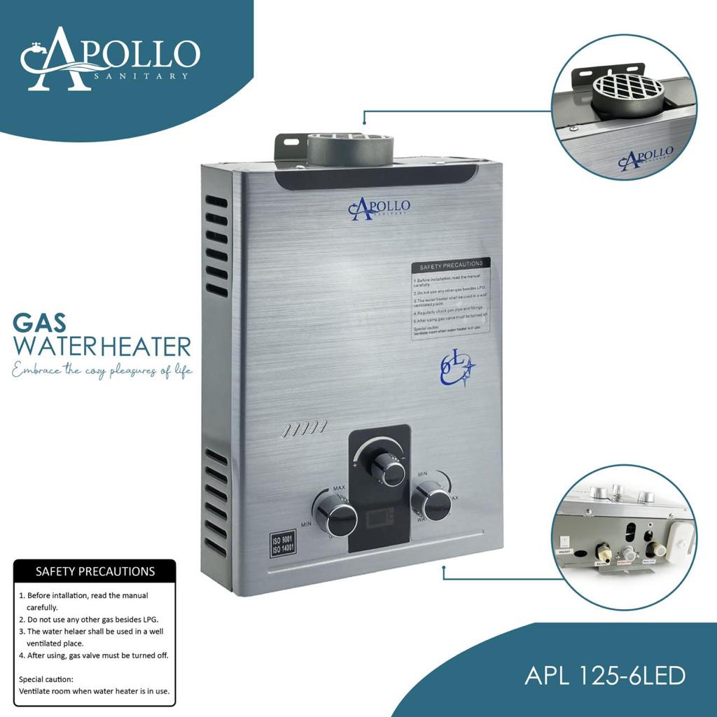 Jual APOLLO Water Heater Gas APL 125 6 Led/Pemanas Air Kamar Mandi