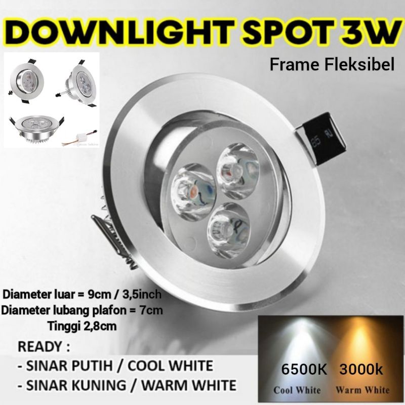 Jual Lampu Downlight LED Panel Slim Tipis Bulat Inbow Tanam 3W 6W 9W ...