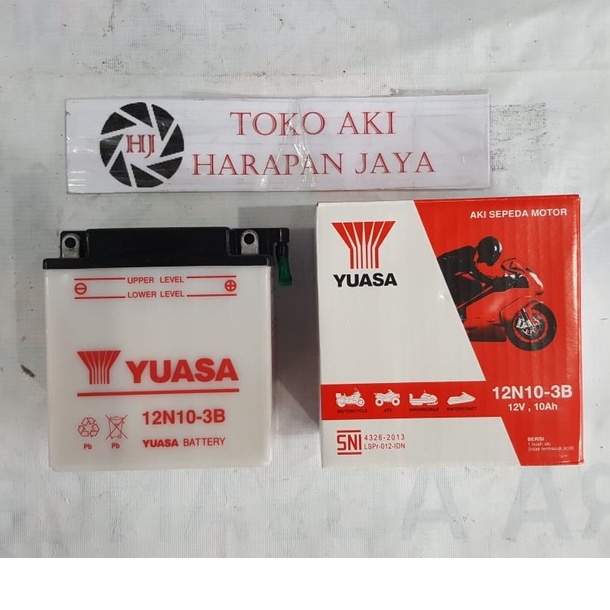 Jual AKI MOTOR YUASA 12N10-3B (10AH) BASAH | Shopee Indonesia