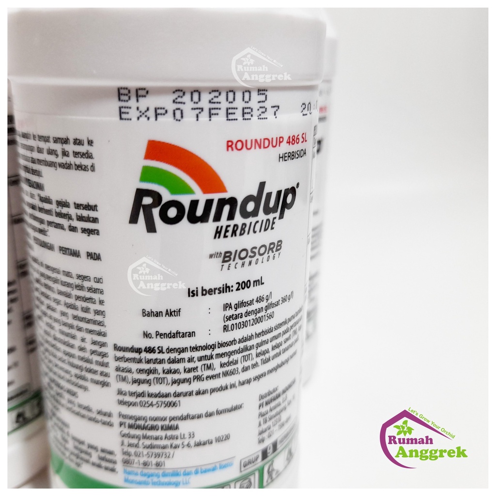 Jual Herbisida Roundup 486 SL 200 ml obat racun rumput gulma hama ...