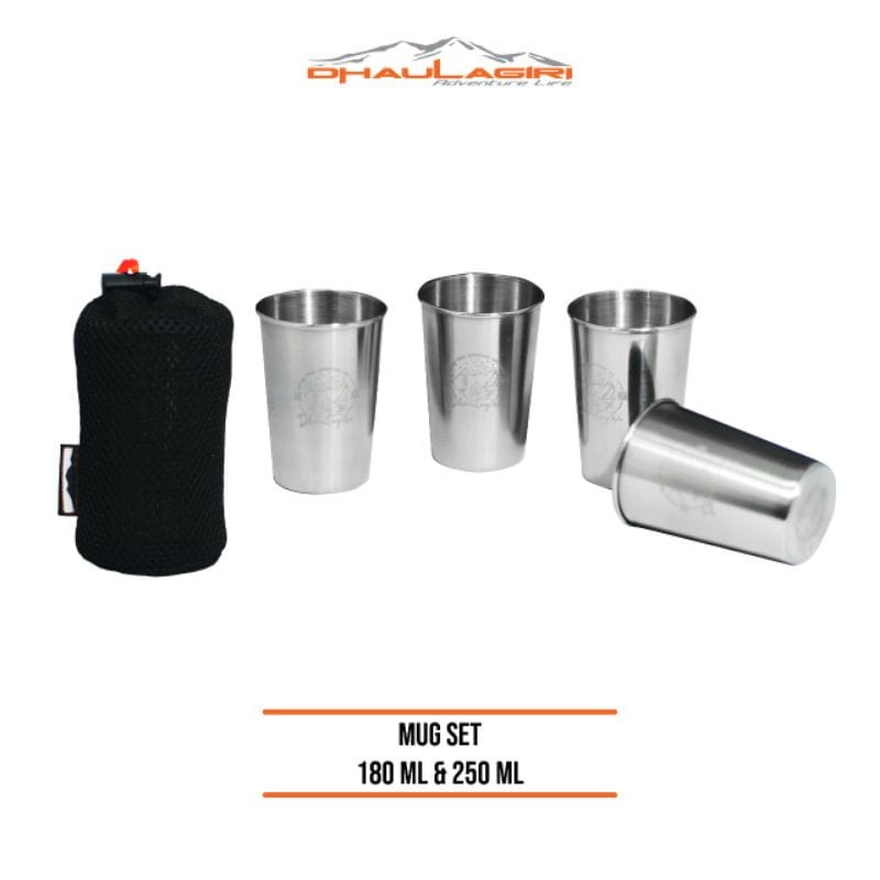 Jual [ COD ] Mug 4 Set Dhaulagiri Stainless Steel Size 180 ml Dan 250 ...