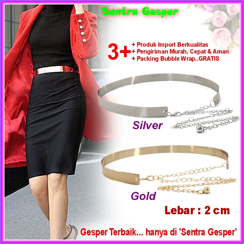 Jual Gesper Sabuk Plat Ikat Pinggang Emas Fashion Korea Wanita Cewek ...