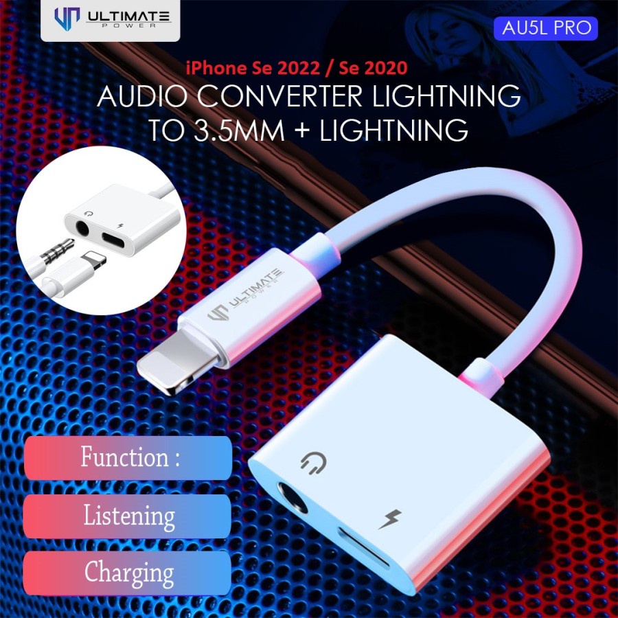Jual Audio Converter iPhone SE 2022 2020 Lightning to 3.5MM + Lightning