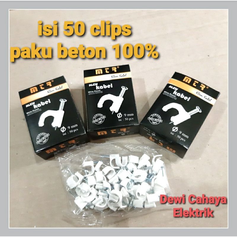 Jual Klem Kabel Paku 9mm Beton Asli 100 Mtr Isi 50 Clips Per Bungkus