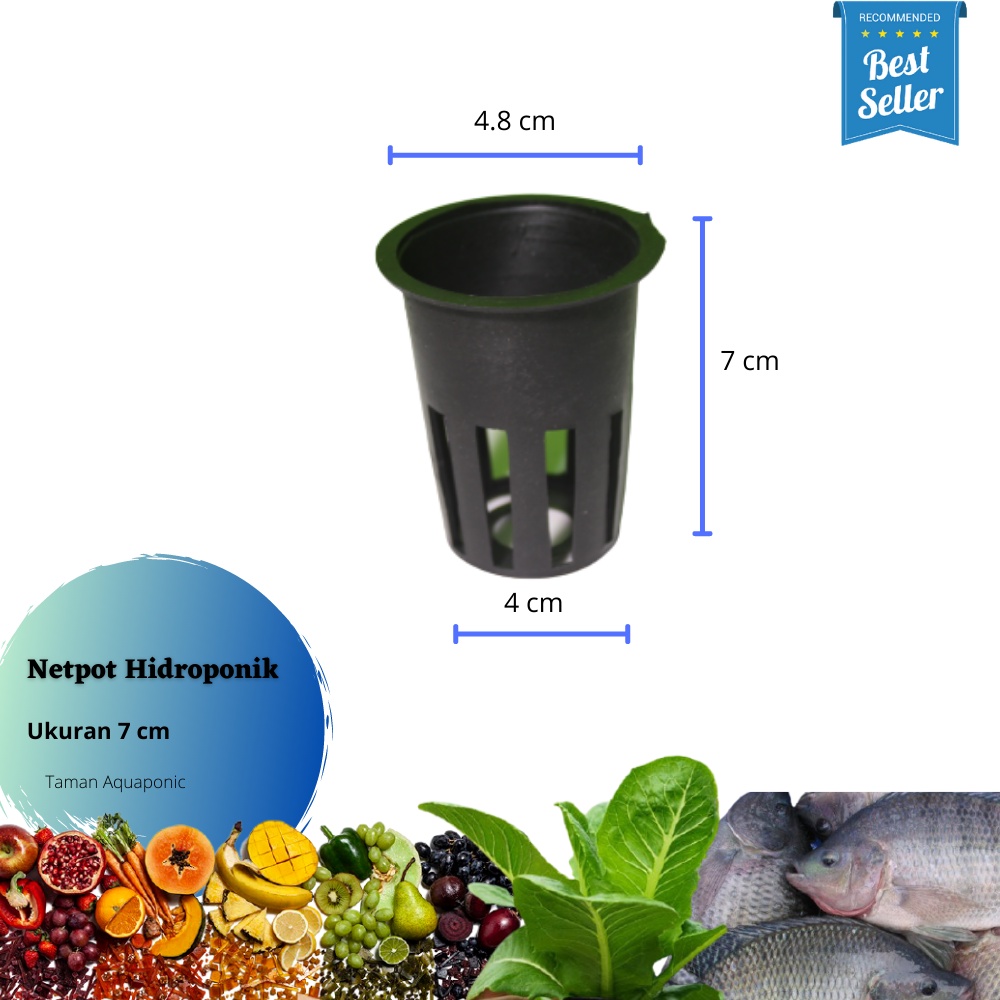Netpot Hidroponik Ukuran 7 cm Warna Hitam