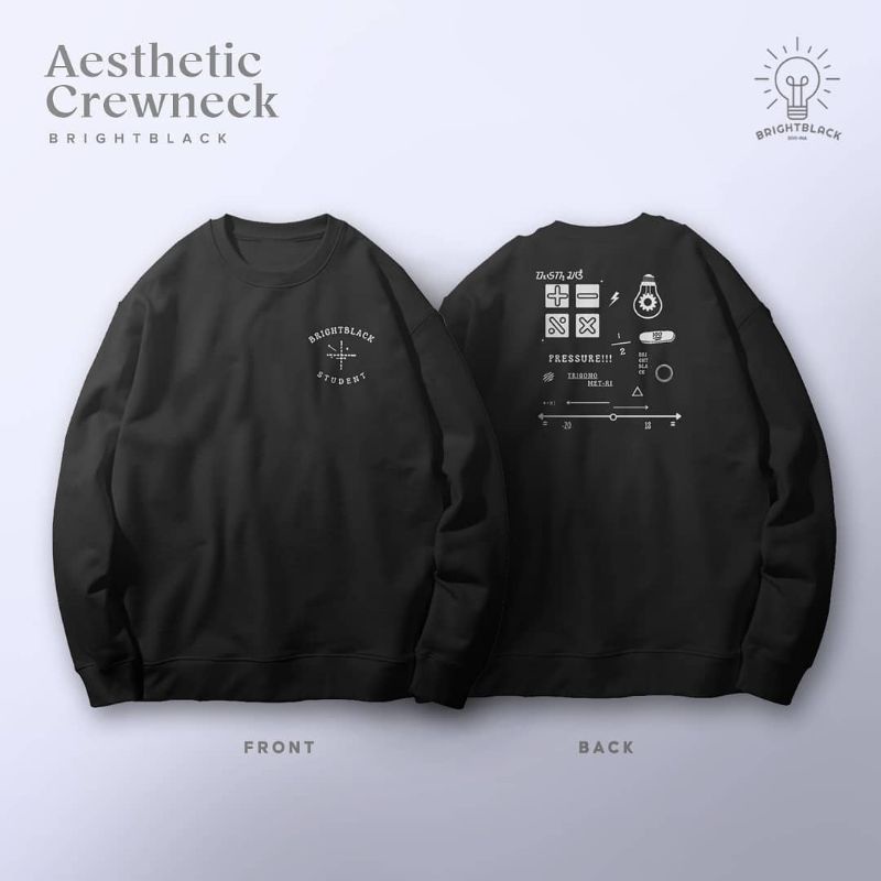 Jual SWEATER CREWNECK AESTHETIC PRIA WANITA BLACK STUDENT Shopee Indonesia