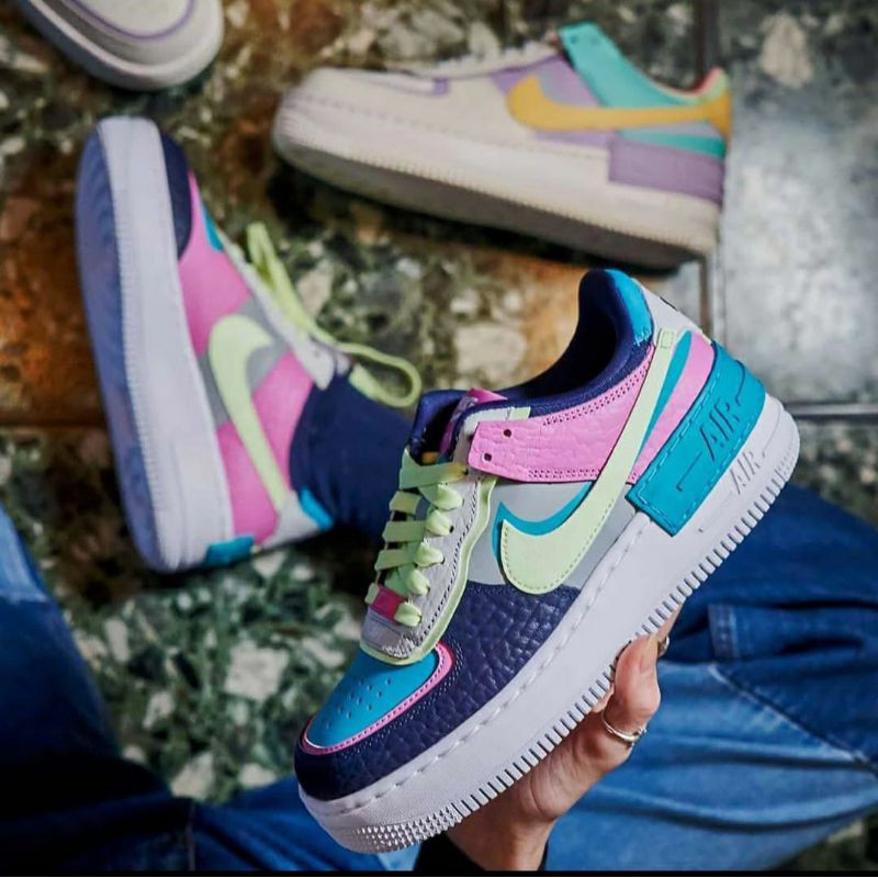 Nike Air Force 1 Shadow Barely Volt Oracle Aqua Premium Original