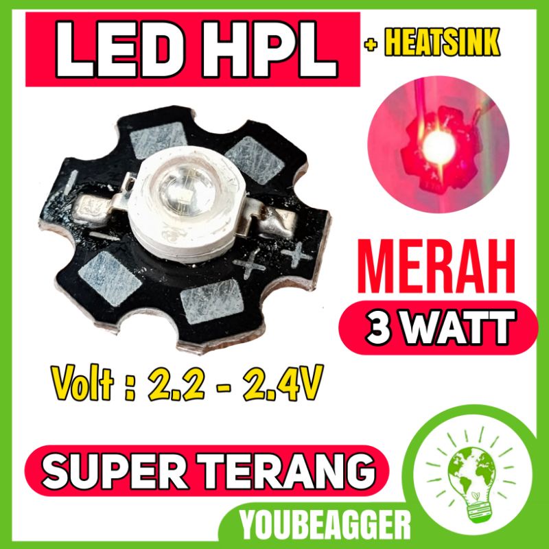Jual LED HPL 3 WATT MERAH + HEATSINK | Shopee Indonesia