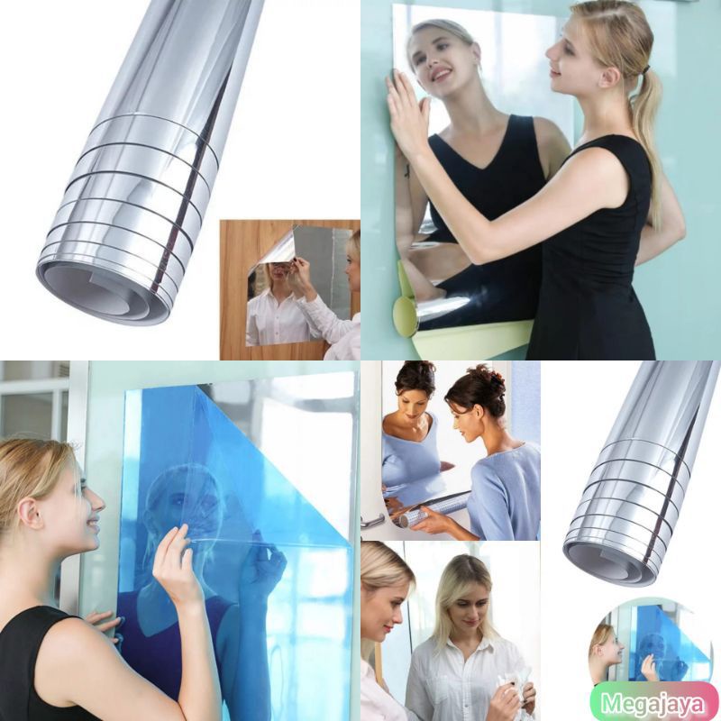 Stiker Kaca Cermin Silver 122cm - Premium, Mudah Ditempel, Tahan Lama