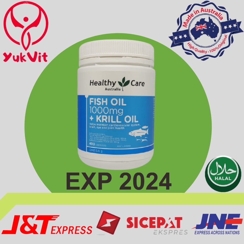 Jual YukVit Healthy Care Fish Oil 1000mg + Krill Oil 400 Kapsul Shopee Indonesia
