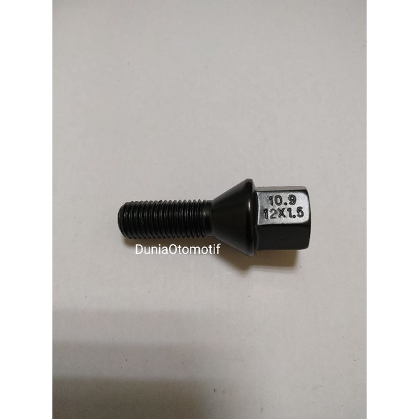 Jual Baut Roda Mercy / BMW 12mm x 1.5 Hitam Panjang Ulir 2.8 Cm ...