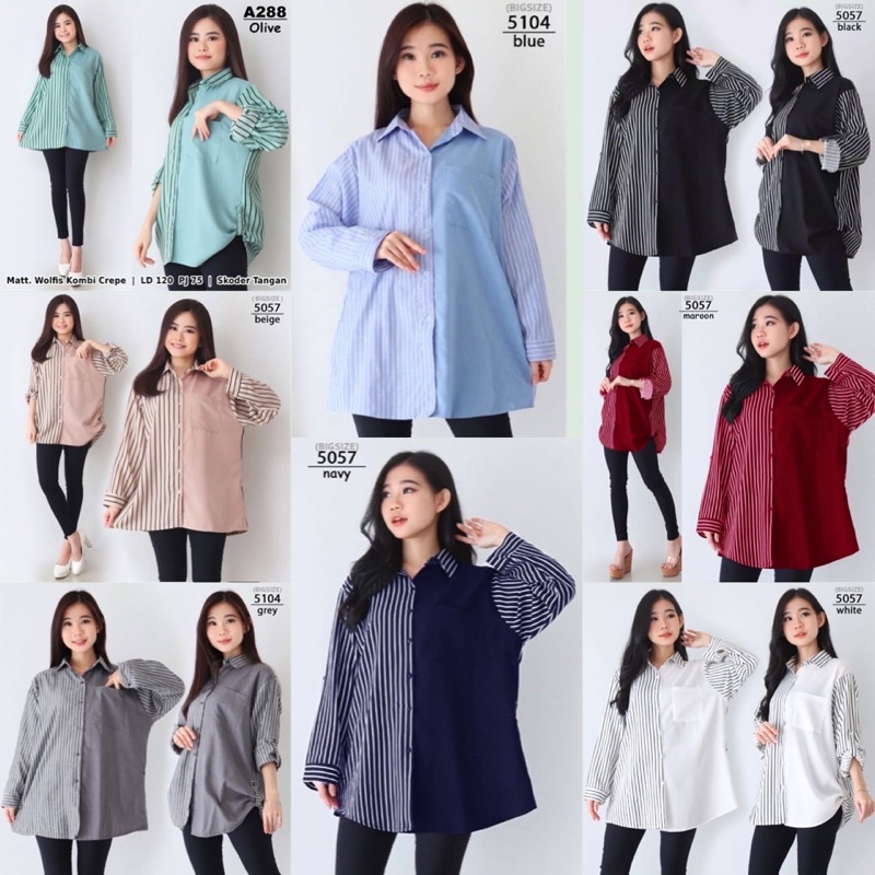 Jual BAJU KEMEJA KERJA KANTOR FORMAL ATASAN Wanita JUMBO LD 120cm  