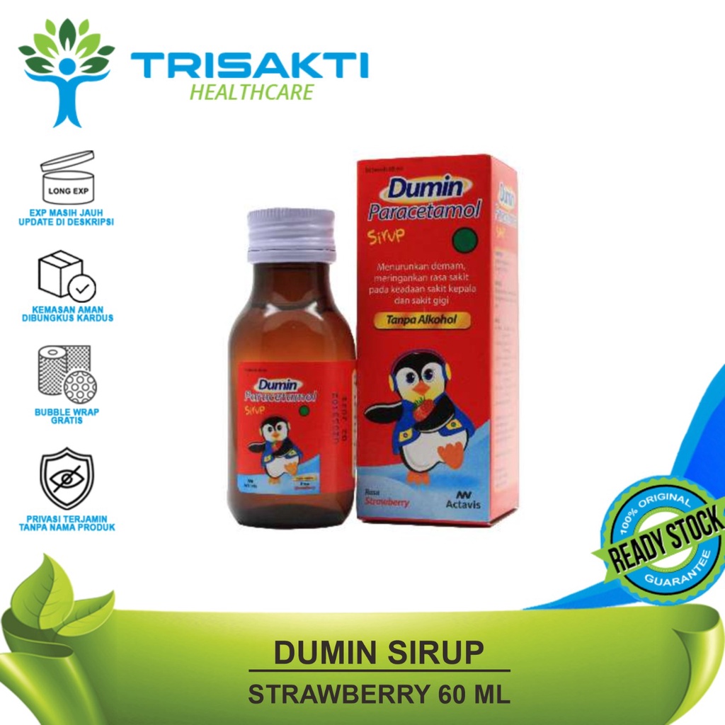 Jual Dumin Syrup Strawberry Paracetamol Pereda Demam dan Nyeri Anak ...