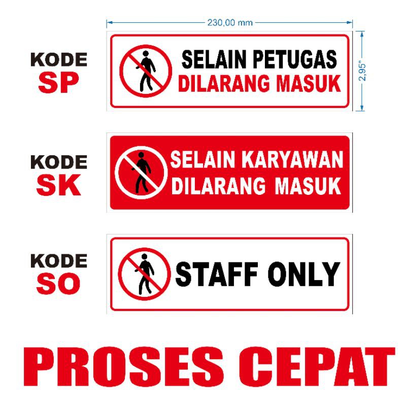 Jual Stiker Selain Karyawan Petugas Dilarang Masuk Staff Only Staf Only