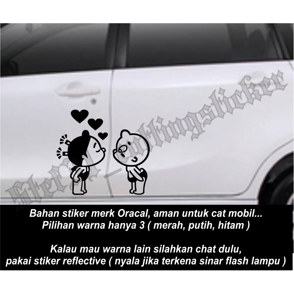 Jual Stiker cutting gambar kartun anak ciuman, sticker mobil animasi